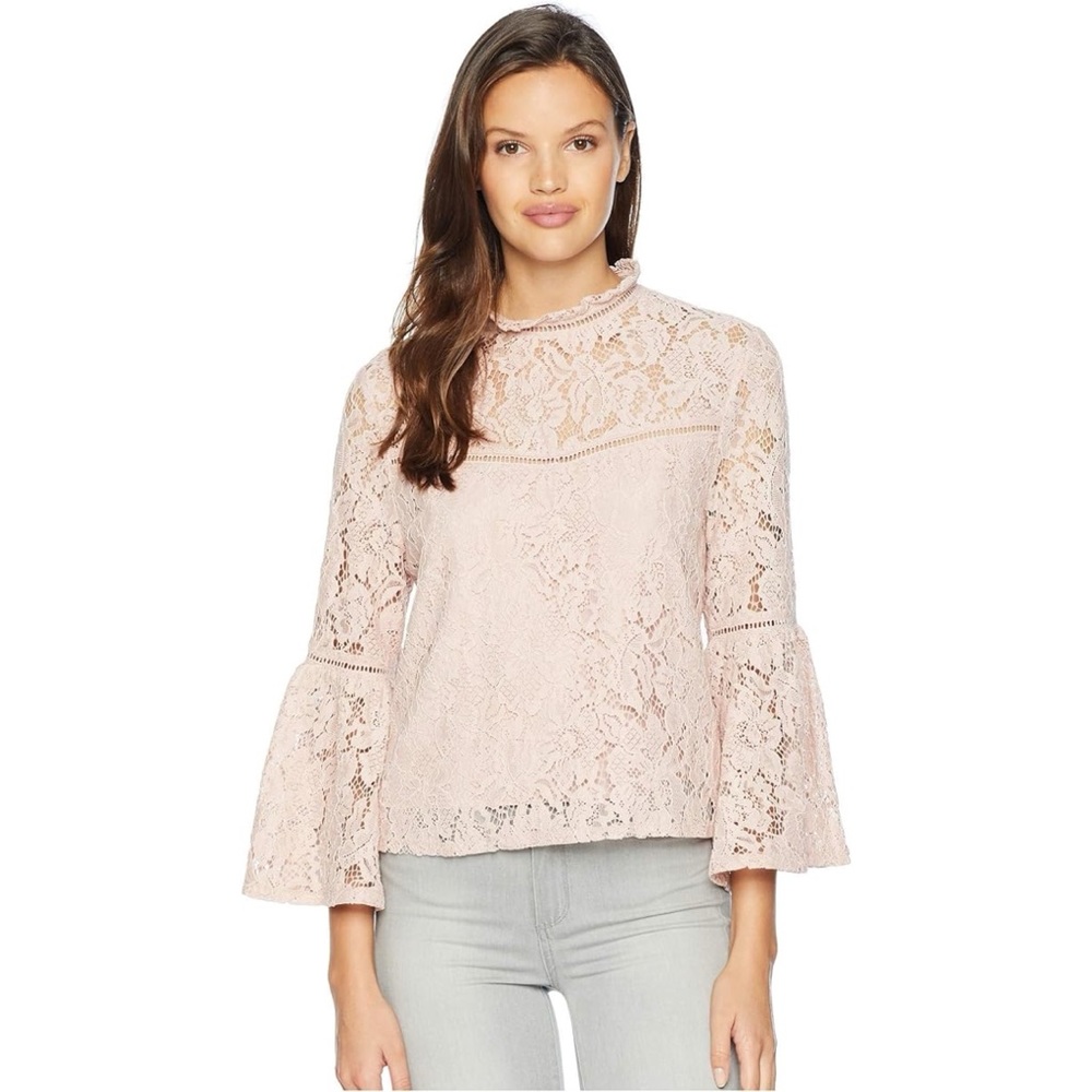 Jack by BB Dakota lace eyelet pink long sleeve top, sz SM